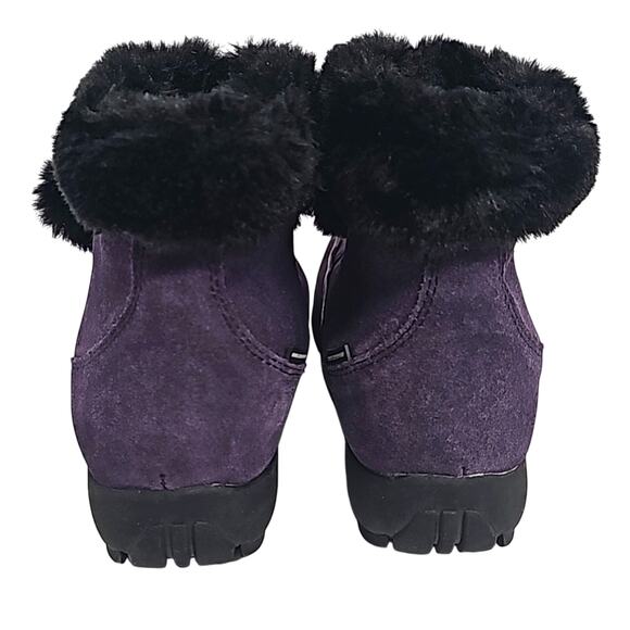 Sporto Womens Purple Leather Upper Black Faux Fur Pom Pom Lace Up Boots Size 8 - Picture 7 of 10
